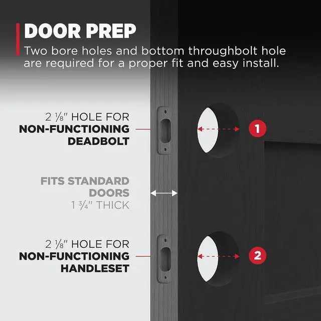 Alt view image 2 of 4 - Kwikset Prague Front Door Lock Handle and Deadbolt Set, Entry Handleset Exterior with Round Pismo Interior Door Knob, Matte Black, Pick Resistant SmartKey Rekey Deadbolt Security