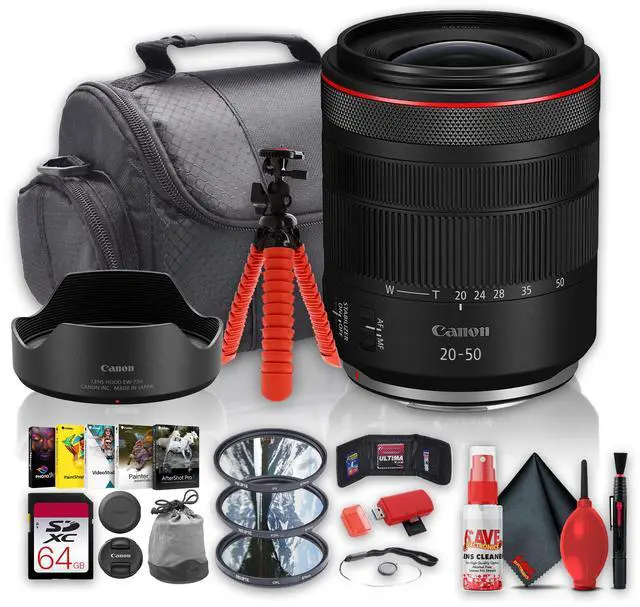 Main image of Canon RF 20-50mm f/4 L IS USM PZ Lens + 64GB Card (7286C002) Bundle