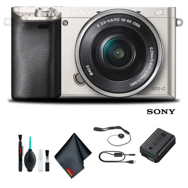 Alt view image 2 of 2 - Sony Alpha a6000 Mirrorless Camera with 16-50mm Lens Silver Starter Kit
