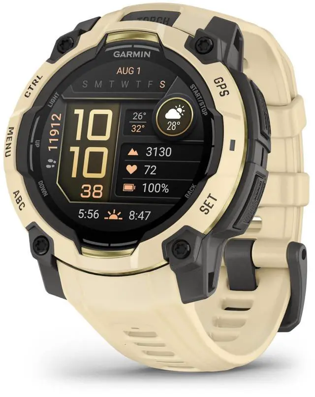 Main image of Garmin Instinct® 3 - 45 mm, AMOLED Display, Rugged Outdoor GPS Smartwatch, Built-in Flashlight, Alpine Rush Collection Limited Edition Color, Citrine with Citrine Band