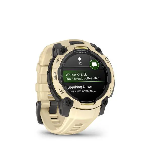 Alt view image 3 of 3 - Garmin Instinct® 3 - 45 mm, AMOLED Display, Rugged Outdoor GPS Smartwatch, Built-in Flashlight, Alpine Rush Collection Limited Edition Color, Citrine with Citrine Band