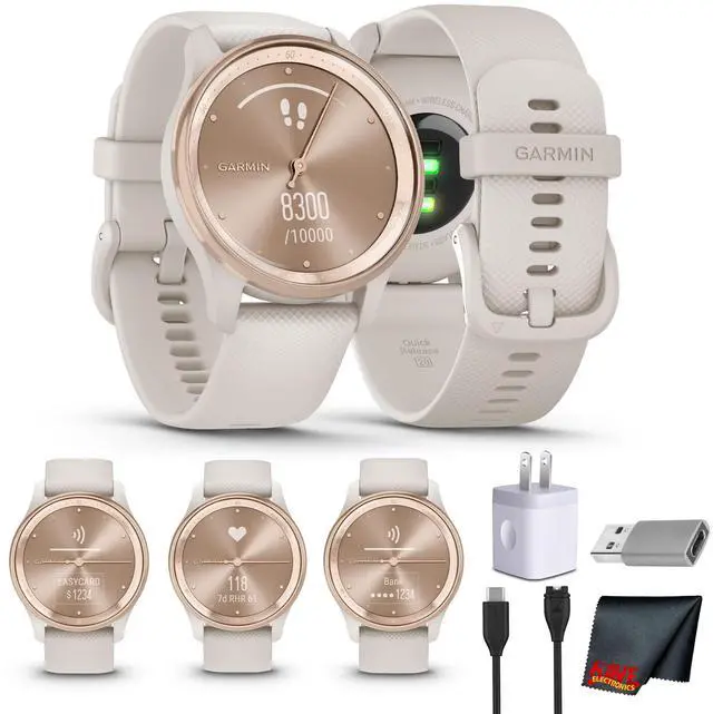 Main image of Garmin vivomove Trend Hybrid Smartwatch Peach Gold Steel Bezel - Ivory Case