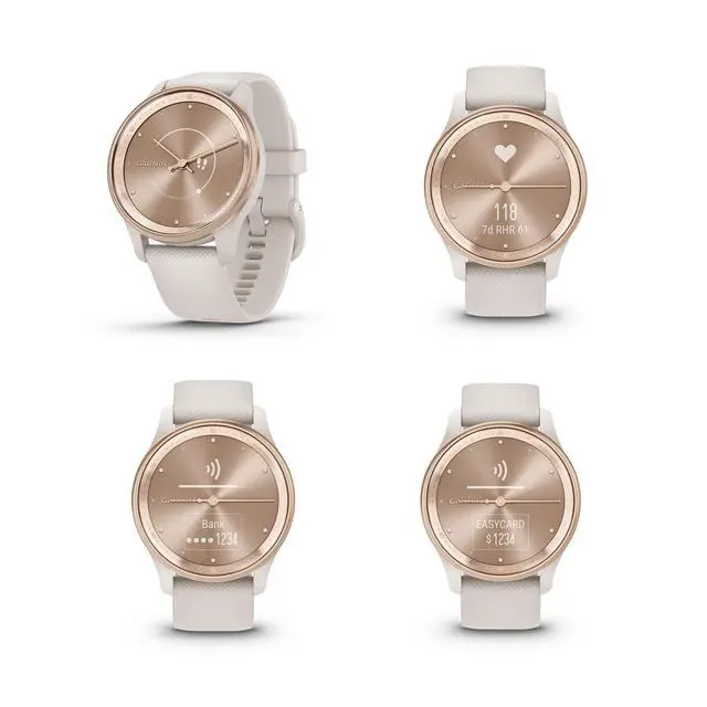 Alt view image 3 of 4 - Garmin vivomove Trend Analog Smartwatch Peach Gold Steel Bezel - Ivory Case
