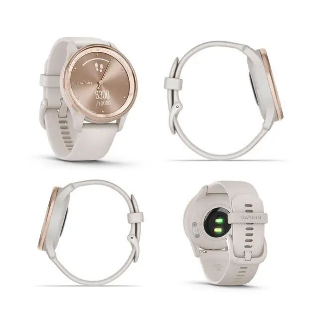 Alt view image 2 of 4 - Garmin vivomove Trend Analog Smartwatch Peach Gold Steel Bezel - Ivory Case