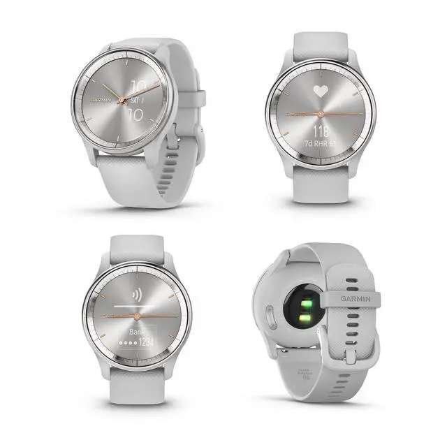Alt view image 3 of 4 - Garmin vivomove Trend Hybrid Smartwatch Silver Bezel - Mist Grey Case