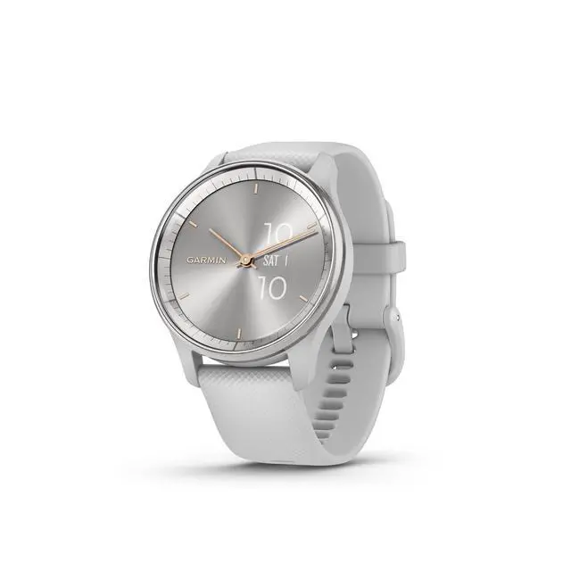 Alt view image 4 of 4 - Garmin vivomove Trend Hybrid Smartwatch Silver Bezel - Mist Grey Case