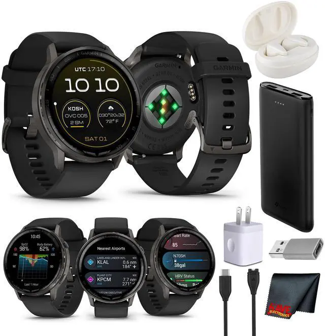 Main image of Garmin D2 Air X15 Aviator Smartwatch - Slate with Black Bundle