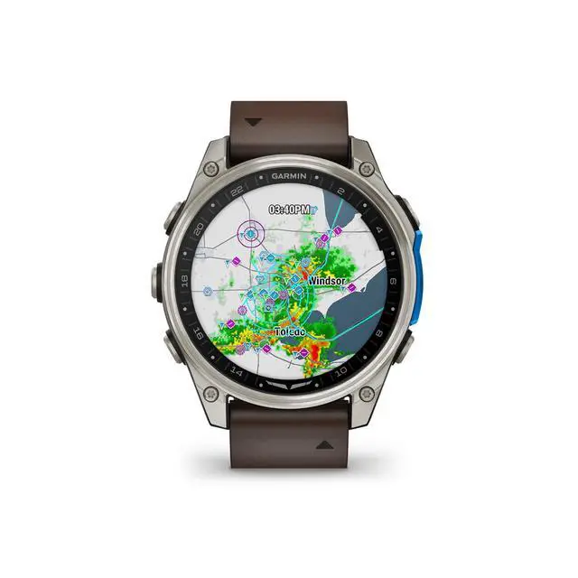 Alt view image 3 of 3 - Garmin D2 Mach 2, 47mm Touchscreen Aviator Smartwatch with GPS Moving Map, Aviation Weather, Health and Wellness Features, Flashlight, and More Oxford Brown Leather Band