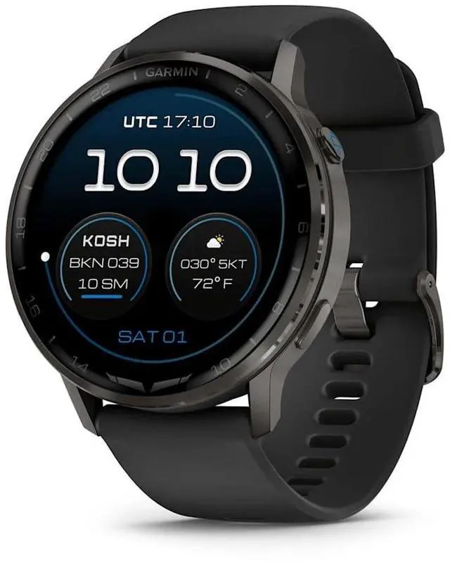 Main image of Garmin D2 Air X15, Touchscreen Aviator Smartwatch with GPS, Aviation Weather, Flashlight, Health and Wellness Features and More, Slate with Black Silicone Band