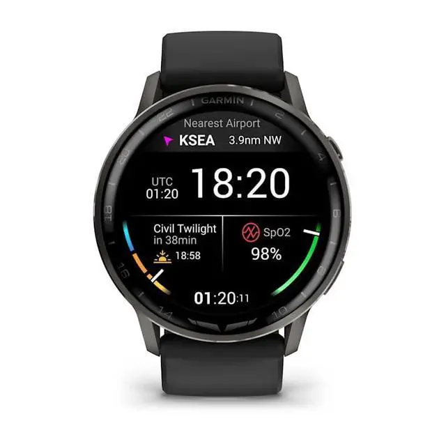 Alt view image 2 of 3 - Garmin D2 Air X15, Touchscreen Aviator Smartwatch with GPS, Aviation Weather, Flashlight, Health and Wellness Features and More, Slate with Black Silicone Band