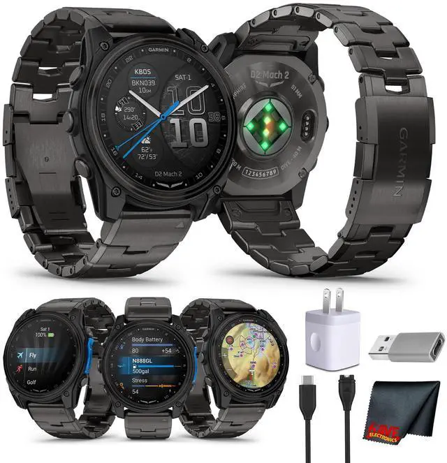 Main image of Garmin D2 Mach 2 Aviator Smartwatch - 47 mm - Titanium with Oxford Brown