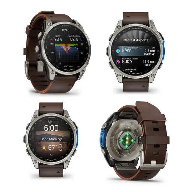 Alt view image 2 of 4 - Garmin D2 Mach 2 Aviator Smartwatch - 47 mm - Titanium with Oxford Brown Bundle