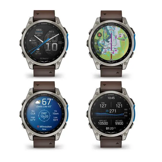 Alt view image 3 of 4 - Garmin D2 Mach 2 Aviator Smartwatch - 47 mm - Titanium with Oxford Brown Bundle