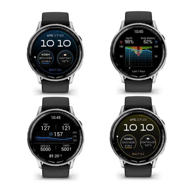Alt view image 2 of 4 - Garmin D2 Air X15 Aviator Smartwatch - Silver with Black Bundle