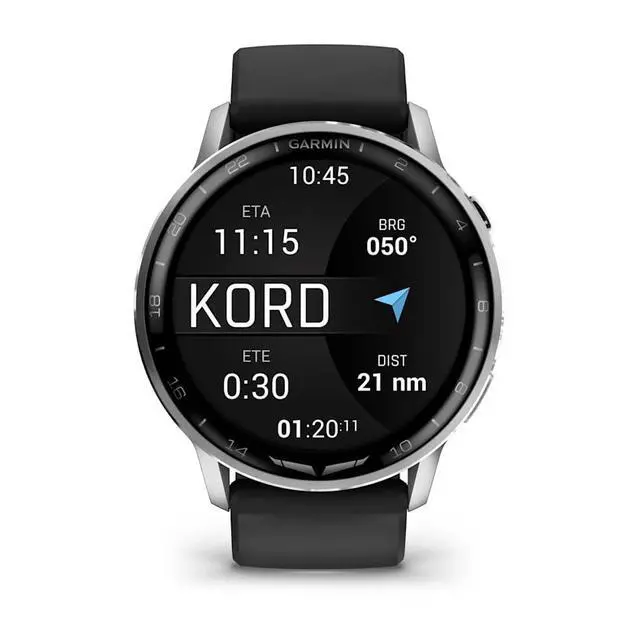 Alt view image 3 of 3 - Garmin D2 Air X15, Touchscreen Aviator Smartwatch with GPS, Aviation Weather, Flashlight, Health and Wellness Features and More, Silver with Black Silicone Band