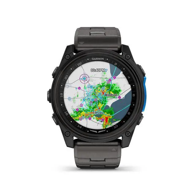 Alt view image 3 of 3 - Garmin D2 Mach 2, 51mm Touchscreen Aviator Smartwatch with GPS Moving Map, Aviation Weather, Health and Wellness Features, Flashlight, and More Carbon Gray DLC Titanium with Vented Bracelet