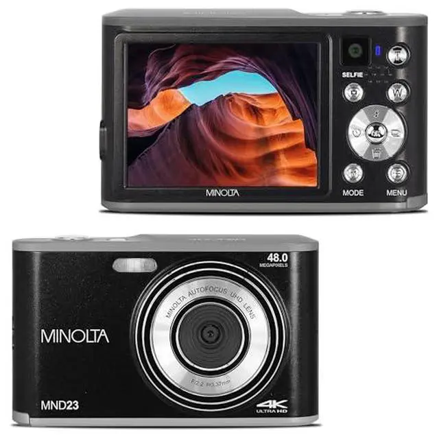 Alt view image 6 of 9 - Minolta MND23 48MP Auto Focus 4K Ultra HD Selfie Camera - Black