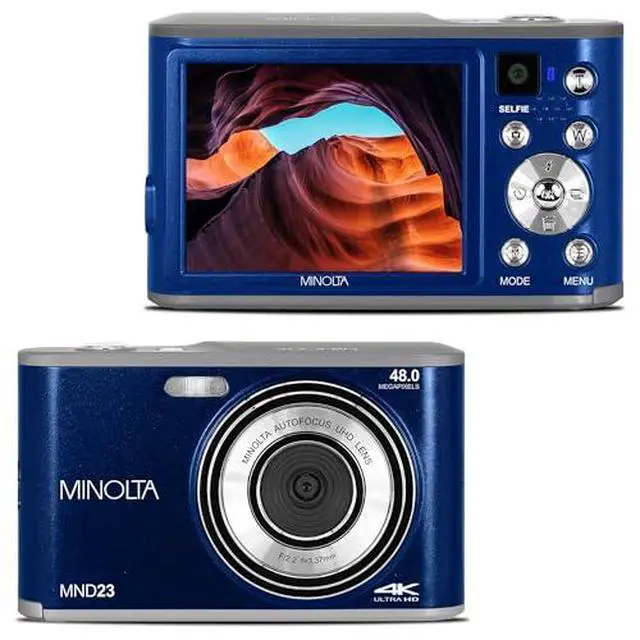 Alt view image 6 of 9 - Minolta MND23 48MP Auto Focus 4K Ultra HD Selfie Camera - Blue