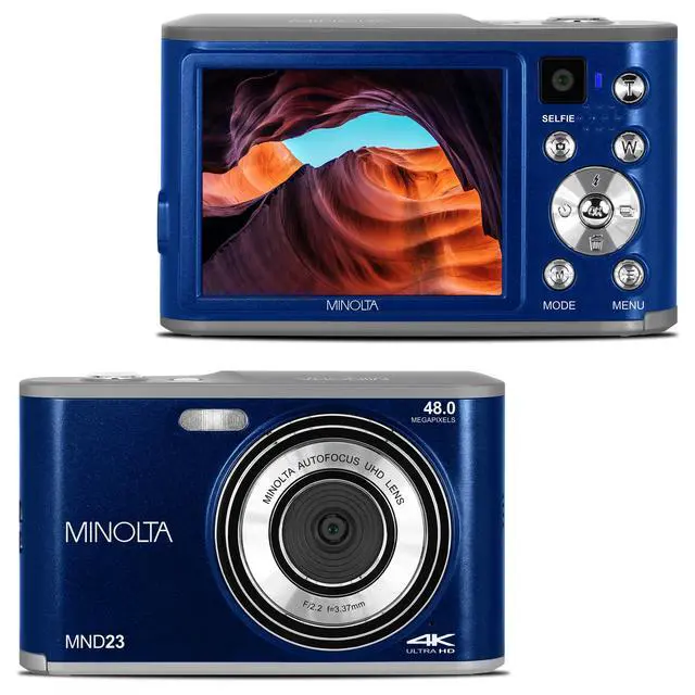 Alt view image 7 of 9 - Minolta MND23 48MP Auto Focus 4K Ultra HD Selfie Camera - Blue