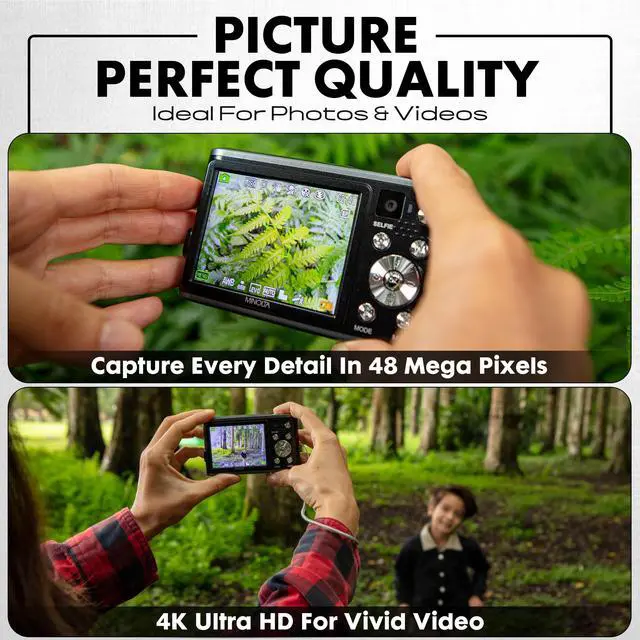 Alt view image 3 of 4 - Minolta 48MP Digital Camera with Rear Selfie Lens - 4K Ultra HD Video, 2.8" LCD Screen, 16X Digital Zoom, Autofocus, Slow Motion, Time Lapse, Filters, Scene Modes, 32GB Card Included (Silver)