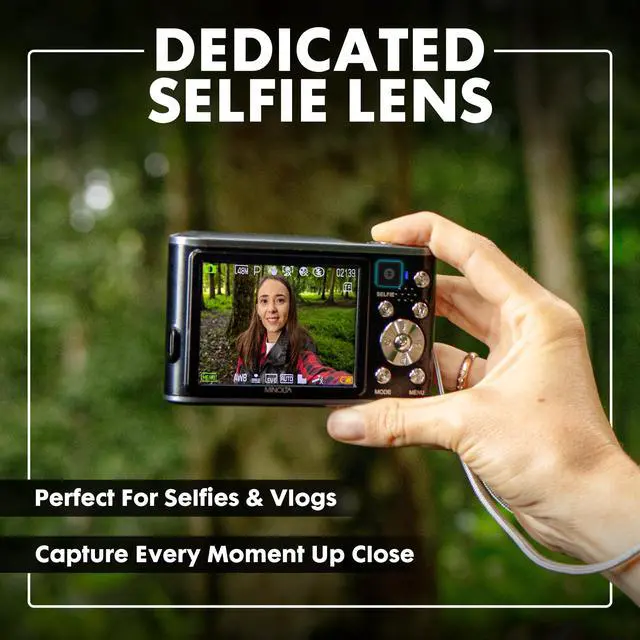 Alt view image 4 of 4 - Minolta 48MP Digital Camera with Rear Selfie Lens - 4K Ultra HD Video, 2.8" LCD Screen, 16X Digital Zoom, Autofocus, Slow Motion, Time Lapse, Filters, Scene Modes, 32GB Card Included (Silver)