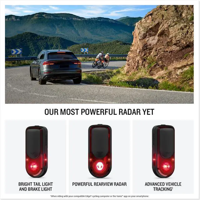 Alt view image 3 of 4 - Garmin Varia RearVue 820, Advanced Rearview Radar & Tail Light, Enhanced Visibility & Awareness for Cyclists, Advanced Vehicle Tracking & Brake Light, Up to 24 Hrs of Battery Life in Day Flash Mode