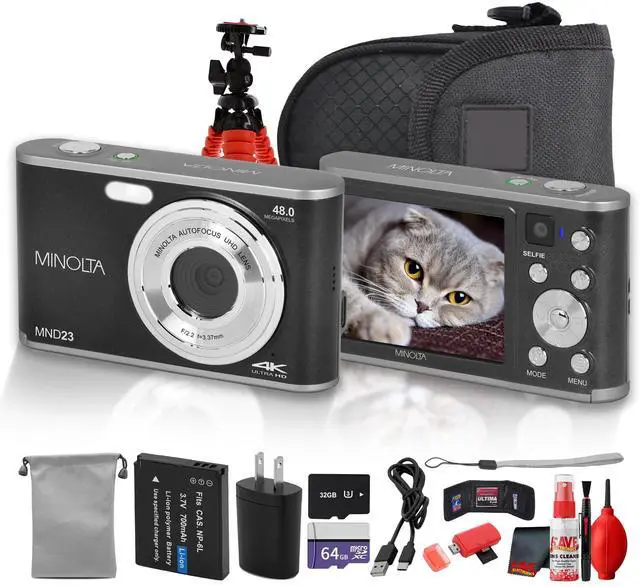 Main image of Minolta MND23 Digital Camera (Black), 48MP Point & Shoot Camera, 2.7K Video Recording, 16x Digital Zoom + More