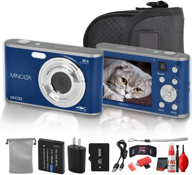 Main image of Minolta MND23 Digital Camera (Blue), 48MP Point & Shoot Camera, 2.7K Video Recording, 16x Digital Zoom + More