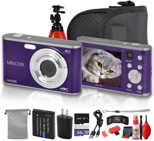 Main image of Minolta MND23 Digital Camera (Purple), 48MP Point & Shoot Camera, 2.7K Video Recording, 16x Digital Zoom + More