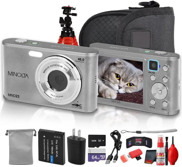 Main image of Minolta MND23 Digital Camera (Silver), 48MP Point & Shoot Camera, 2.7K Video Recording, 16x Digital Zoom + More