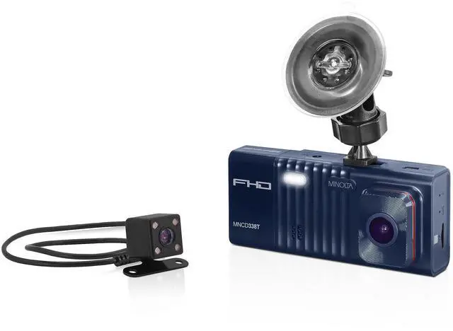 Main image of Minolta Dash Camera - 3-Channel 1080P Car DVR with Rear & Interior Cam, Night Vision, 3.0 LCD Screen, G-Sensor, Loop Recording, Parking Monitor, Motion Detection, 32GB Card (Blue)