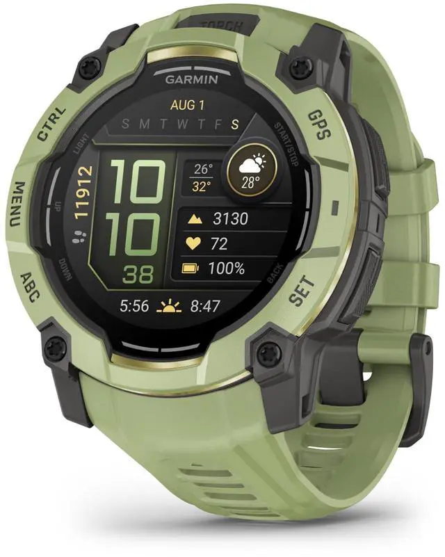 Main image of Garmin Instinct® 3 - 50 mm, AMOLED Display, Rugged Outdoor GPS Smartwatch, Built-in Flashlight, Alpine Rush Collection Limited Edition Color, Fern Green with Fern Green Band