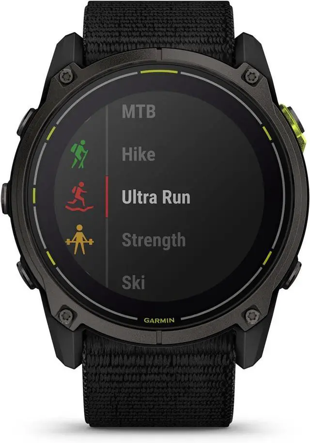 Alt view image 2 of 4 - Garmin Enduro 3 - 51 mm, Solar, Sapphire, Ultraperformance GPS Smartwatch, Extreme Battery Life, Detailed Mapping, Built-in LED Flashlight, Carbon Gray DLC Titanium with Black UltraFit Nylon Strap