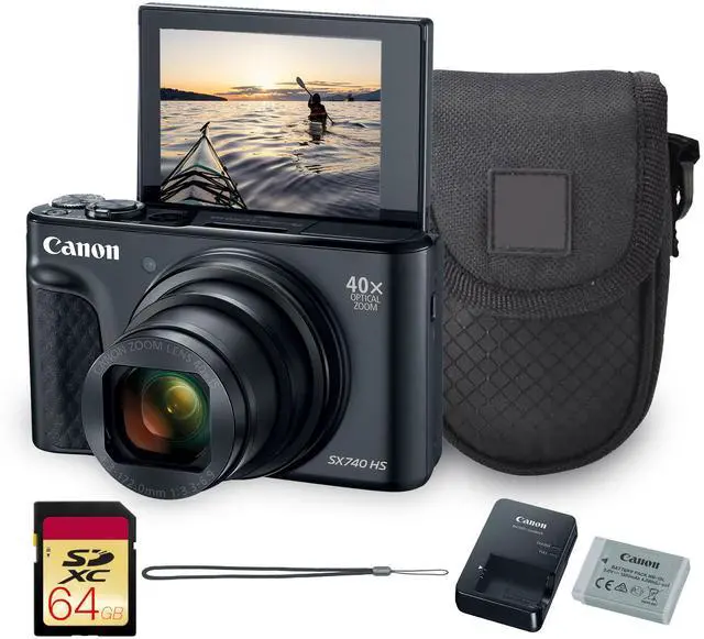 Main image of Canon PowerShot SX740 HS Digital Camera (Black) (2955C001) + Bag + Card