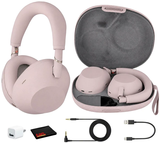 Main image of Sony WH-1000XM6 Wireless Noise Canceling Overhead Headphones (Pink) - Bundle