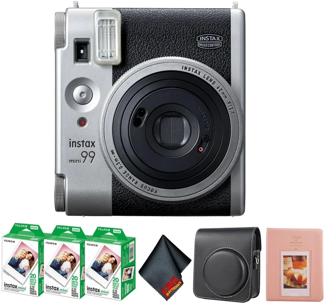 Main image of Fujifilm Instax Mini 99 Instant Film Camera Silver + 60 Sheets, Case Bundle