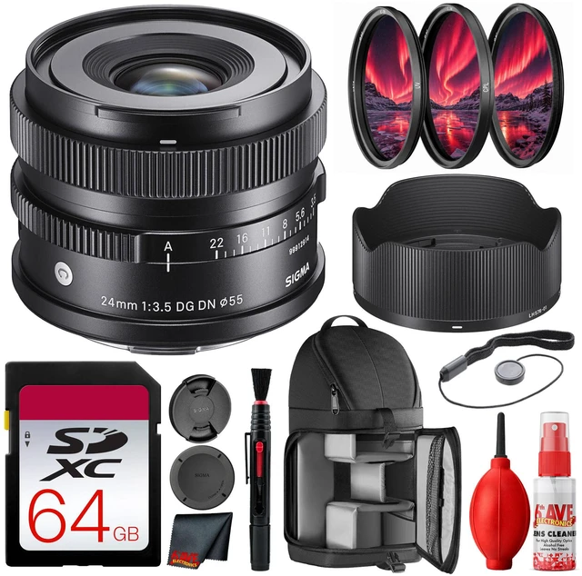 Main image of Sigma 24mm f/3.5 DG DN Contemporary Lens for Sony E + Case, Filter & More