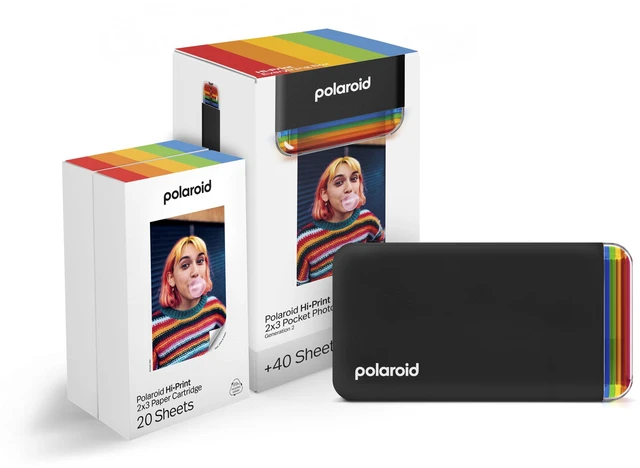 Main image of Polaroid Hi-Print + Paper Bundle- 2nd Generation Bluetooth Connected 2x3 Pocket Photo Dye-Sub Printer - Black Printer + 40 Photos (6439)