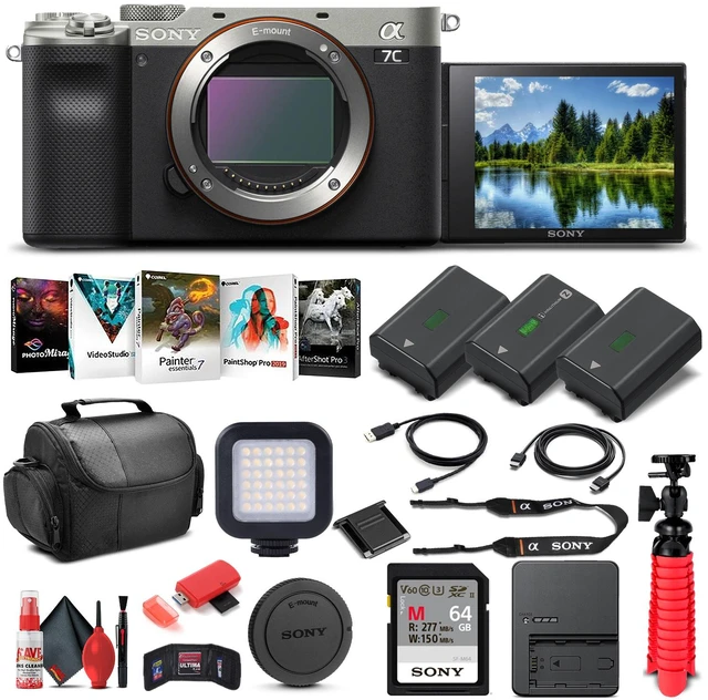 Main image of Sony Alpha a7C Mirrorless Digital Camera (Body Only, Silver) (ILCE7C/S) - Advanced Bundle