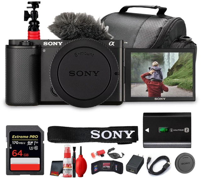 Main image of Sony ZV-E10 Mirrorless Camera (Black) + 64GB Card + Bag + Card Reader + HDMI + More Bundle