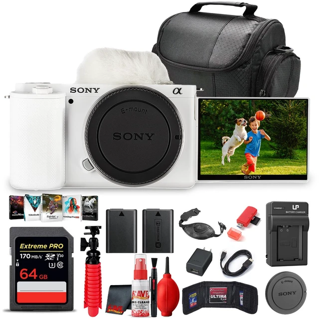Main image of Sony ZV-E10 Mirrorless Camera (White)+ 64GB Memory Card + Photo Software + More Bundle