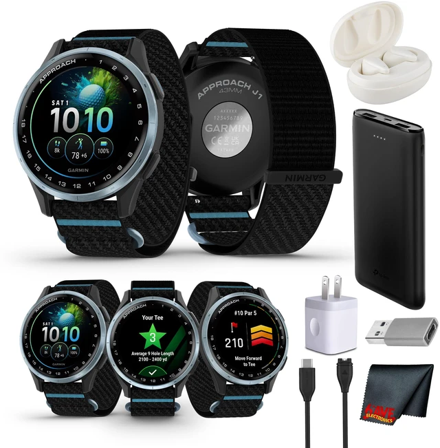 Main image of Garmin Approach J1 Junior GPS Golf watch - Cloud Blue with Black band Bundle