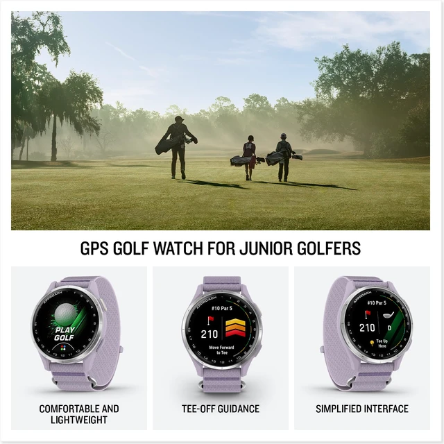 Alt view image 2 of 3 - Garmin Approach® J1, Junior Golf Watch with GPS, Bright and Colorful Display, Tee-Off Guidance, Essential Features for Learning and Improving, Lilac