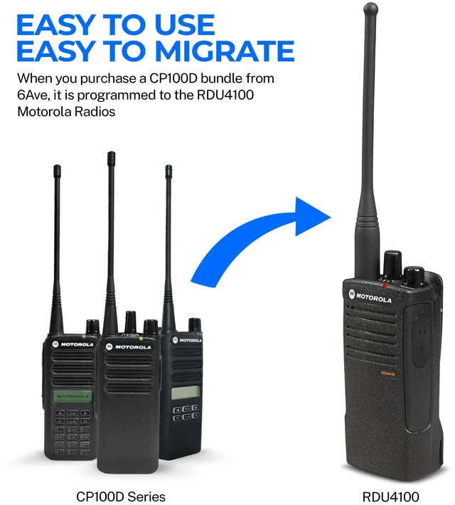 Alt view image 6 of 7 - Motorola CP100D Analog UHF Portable Non-Display Two Way Radio, 16 Channel, - 4 Pack With Mic Bundle