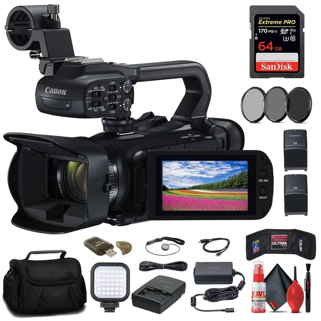 Alt view image 6 of 6 - Canon XA60 Professional UHD 4K Camcorder + 64GB Memory Card + BP828 Battery Basic Bundle (International Version)