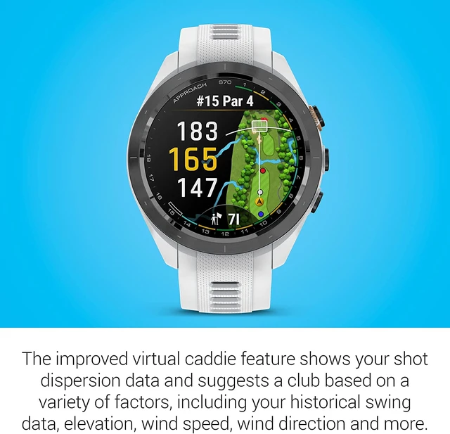 Alt view image 5 of 7 - Garmin Approach S70S, White (42mm) with Accessories