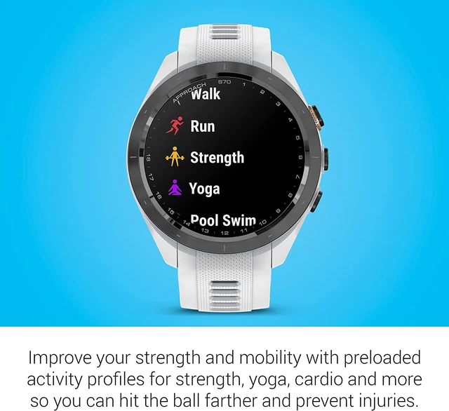 Alt view image 7 of 7 - Garmin Approach S70S, White (42mm) with Accessories