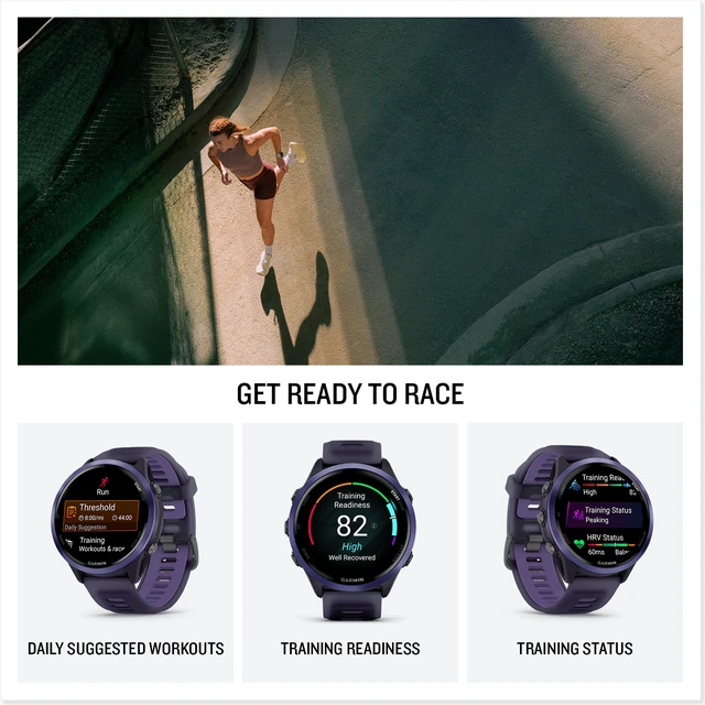 Alt view image 5 of 7 - Garmin Forerunner 570 47MM, Indigo Aluminum with Translucent Imperial Purple/Indigo Band , Air Pro EarBuds