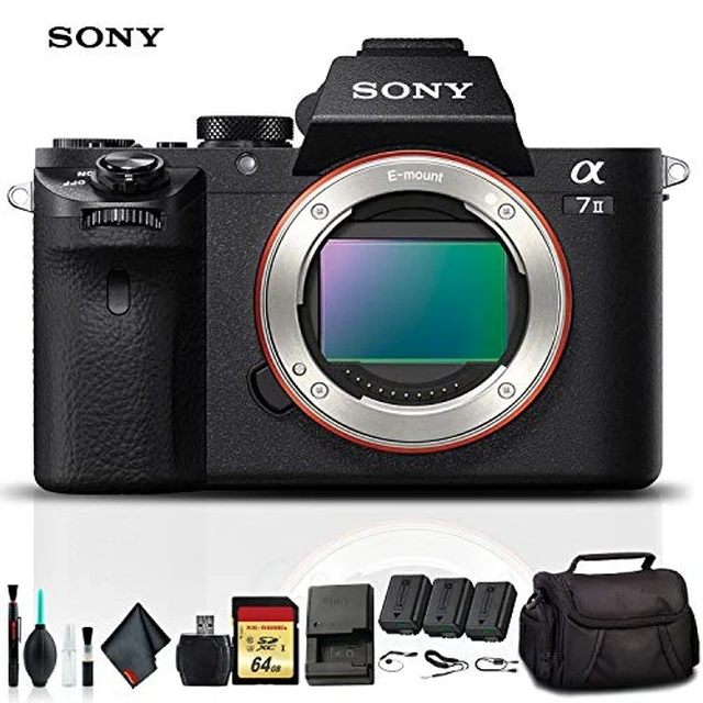 Alt view image 6 of 6 - Sony Alpha a7 II Mirrorless Camera ILCE7M2/B With Soft Bag, Additional Battery, 64GB Memory Card, Card Reader , Plus Essential Accessories