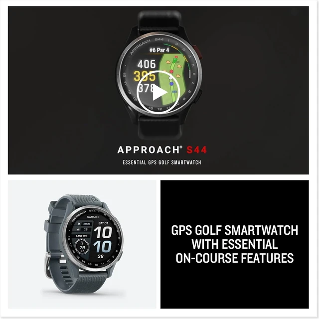 Alt view image 7 of 7 - Garmin Approach S44, Silver/Black Silicone GPS Golf Smartwatch Bundle